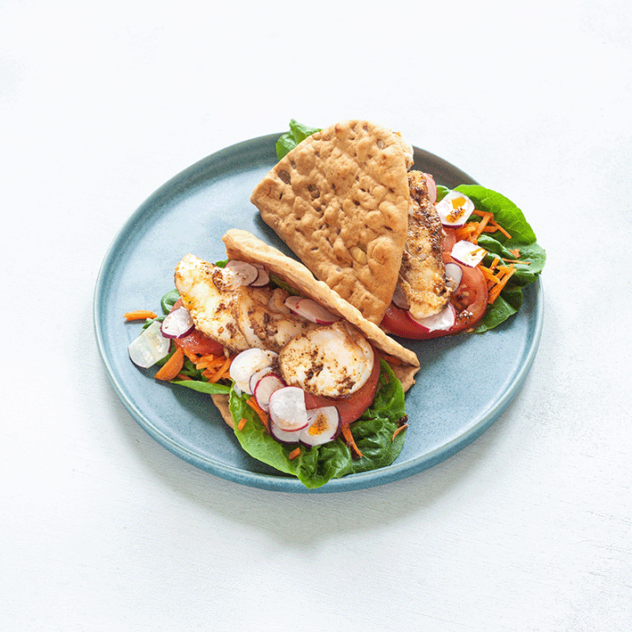 Spiced fish pitta pocket