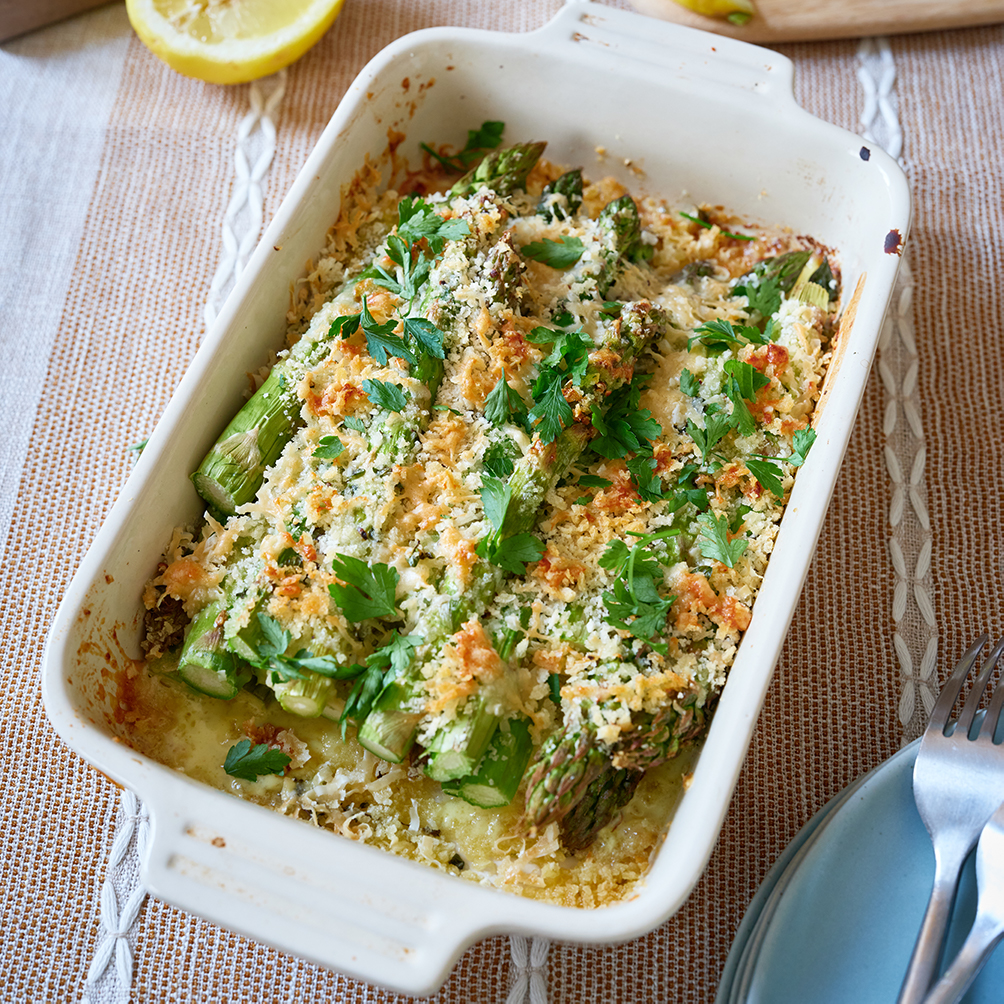Asparagus gratin