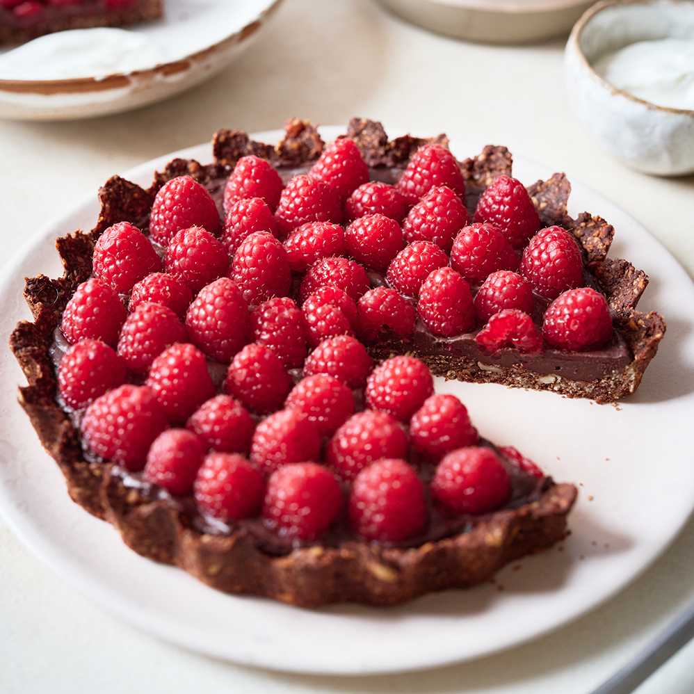 Chocolate and raspberry tart